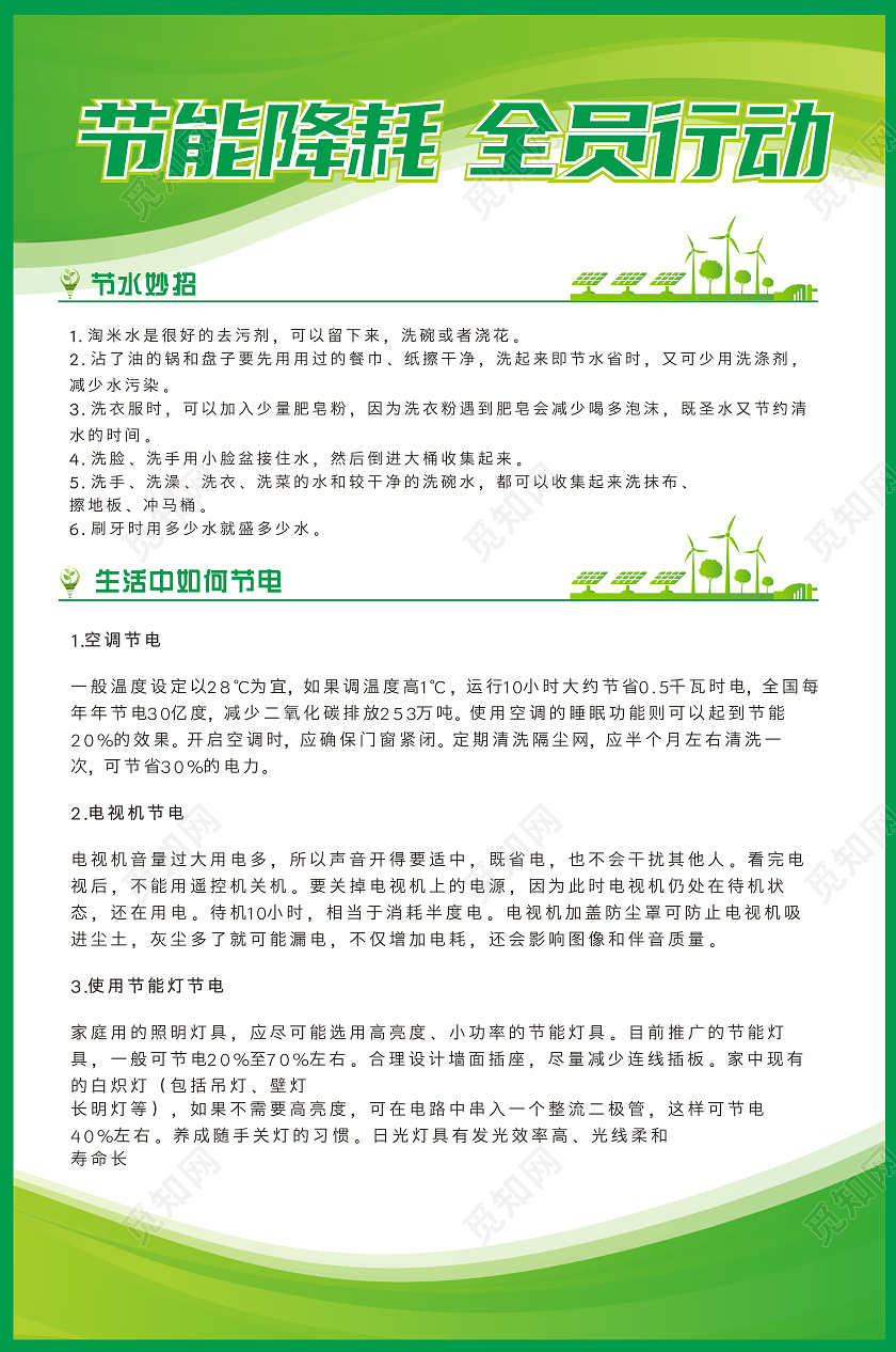 綠色簡約，從我做起 全員行動，節(jié)能降耗